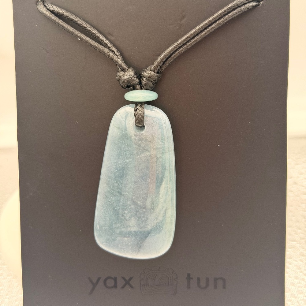 Large Guatemalan Blue Water Manzano Jadeite Pendant Necklace Type A By Yax Tun